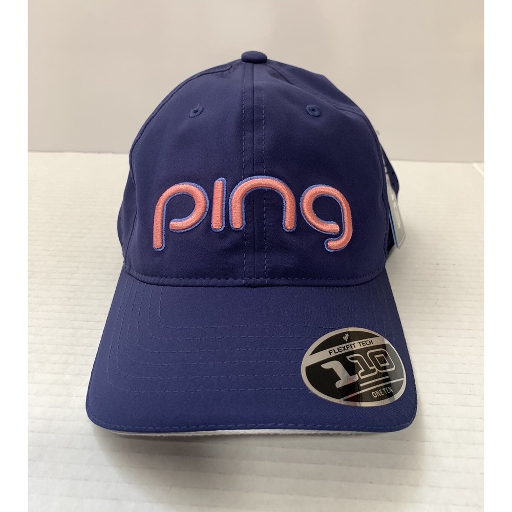 Ping Ladies Golf Aero Blue Pink Vented 110 Flex Fit Tech Hat Cap NWT Strap Back